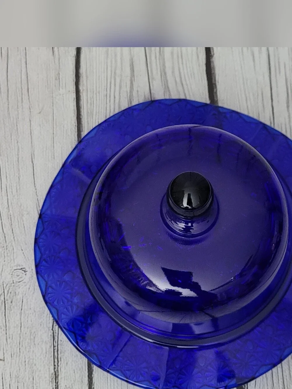 Vtg. Cobalt Blue Glass Butter Dish with Dome Lid